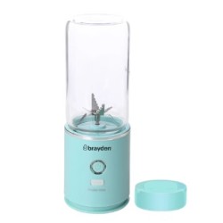 Brayden Fito Squash Rechargeable Blender | Smoothie, Milk Shake, Protien Shake and Fresh Juice | Portable Shaker | Handy Travel Juicer | 2400 mAh Battery | 350ml Glass Jar (Blue)