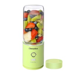 Brayden Fito Squash Rechargeable Blender | Smoothie, Milk Shake, Protien Shake and Fresh Juice | Portable Shaker | Handy Travel Juicer | 2400 mAh Battery | 350ml Glass Jar (Green)