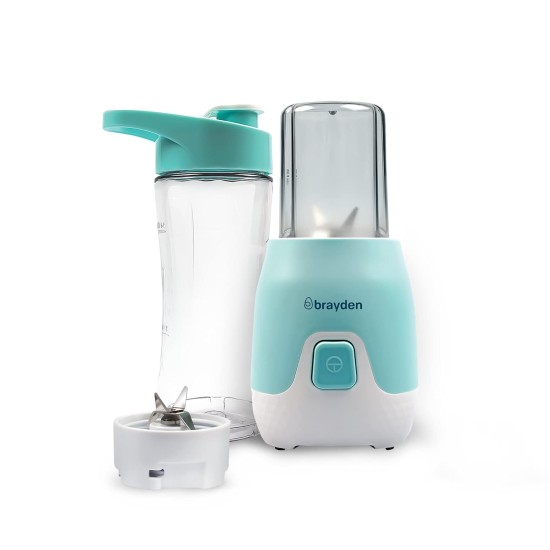 Brayden Fito Zapp 2.0 300W Electric Sports Blender Mixer Grinder | Baby Food, Smoothie, Milk Shake, Protien Shake, Vegetables & Fresh Juicer | Masala & Coffee Grinder with Child Lock Safety | 400 ml Tritan Jar, Pastel Blue