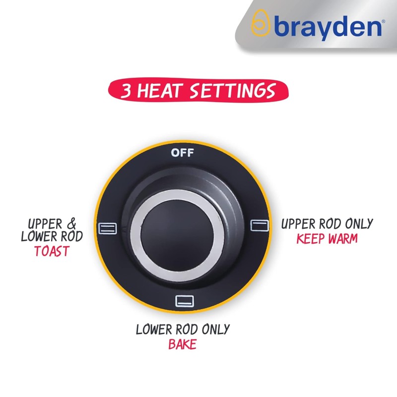 Brayden Krispo 23 Litre Electric Oven Toaster Griller, Peach Red Brayden Krispo 23 Litre Electric Oven Toaster Griller, Peach Red