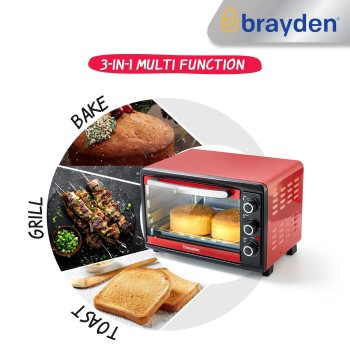Brayden Krispo 23 Litre Electric Oven Toaster Griller, Peach Red Brayden Krispo 23 Litre Electric Oven Toaster Griller, Peach Red