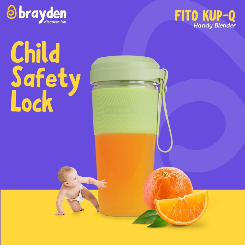 Brayden Fito Kup-Q Rechargeable Power Blender with 7.4V Motor, 2400 mAh Li-ion battery & Break proof 300 ml Tritan Jar with hold grip, Ideal for Gym, Office, Travel, Baby Foods (Green) Brayden Fito Kup-Q Rechargeable Power Blender with 7.4V Motor, 2400 mAh Li-ion battery & Break proof 300 ml Tritan Jar with hold grip, Ideal for Gym, Office, Travel, Baby Foods (Green)
