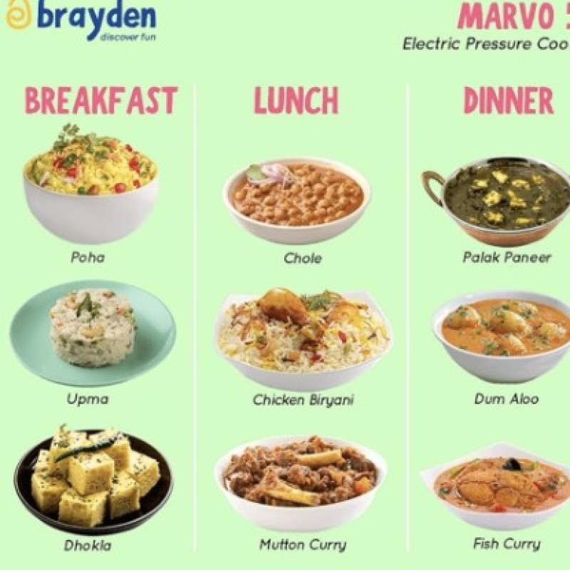 Brayden Marvo 5 Litre 11 in 1 Automatic Multi-Purpose Electric Pressure Cooker, Non-Stick Cooking Pot, 15 Pre-set Indian Menus, 8Hrs Slow Cook Function, 24 Hrs Delay Timer - SILVER Brayden Marvo 5 Litre 11 in 1 Automatic Multi-Purpose Electric Pressure Cooker, Non-Stick Cooking Pot, 15 Pre-set Indian Menus, 8Hrs Slow Cook Function, 24 Hrs Delay Timer - SILVER