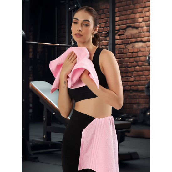 Cuddle Cotton Requisite 4 Pc Towel Set | 2 Bath Towels (70 x 147 cm) & 2 Hand Towels (40 x 60 cm), 400 GSM | 100% Pure Cotton| Blush Pink
