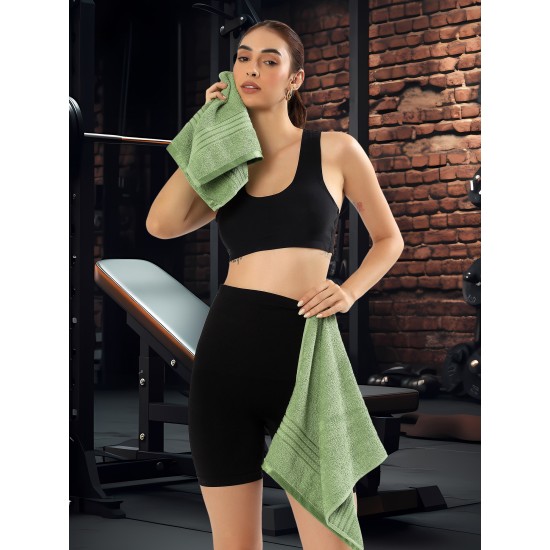 Cuddle Cotton Requisite 4 Pc Towel Set | 2 Bath Towels (70 x 147 cm) & 2 Hand Towels (40 x 60 cm), 400 GSM | 100% Pure Cotton| Emerald green