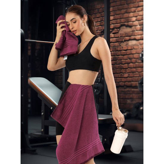 Cuddle Cotton Requisite 4 Pc Towel Set | 2 Bath Towels (70 x 147 cm) & 2 Hand Towels (40 x 60 cm), 400 GSM | 100% Pure Cotton| Merlot red