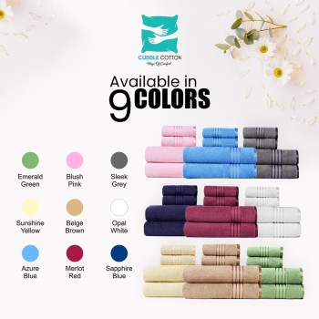 Requisite 4 Pc Large Towel Set | 2 Bath Towels (70 x 147 cm) & 2 Hand Towels (40 x 60 cm), 400 GSM | 100% Pure Cotton | Bath Towels for Men, Women & Kids | Gym Towel Sapphire Blue