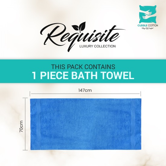 Cuddle Cotton Requisite 100% Cotton Bath Towel, 400 GSM, 70 cm x 147 cm, Azure Blue