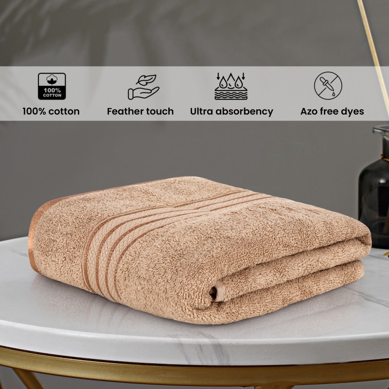 Cuddle Cotton Requisite 100% Cotton Bath Towel, 400 GSM, 70 cm x 147 cm, Beige Brown Cuddle Cotton Requisite 100% Cotton Bath Towel, 400 GSM, 70 cm x 147 cm, Beige Brown