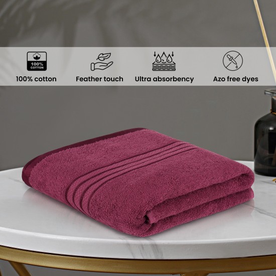 Cuddle Cotton Requisite 100% Cotton Bath Towel, 400 GSM, 70 cm x 147 cm, Merlot Red