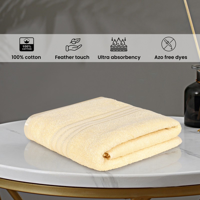 Cuddle Cotton Requisite 100% Cotton Bath Towel, 400 GSM, 70 cm x 147 cm, Sunshine Yellow Cuddle Cotton Requisite 100% Cotton Bath Towel, 400 GSM, 70 cm x 147 cm, Sunshine Yellow