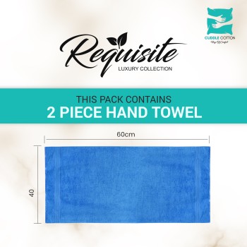 Cuddle Cotton Requisite Hand Towel Set of 2, 40 cm x 60 cm, 400 GSM, Azure Blue 100% Cotton Cuddle Cotton Requisite Hand Towel Set of 2, 40 cm x 60 cm, 400 GSM, Azure Blue 100% Cotton