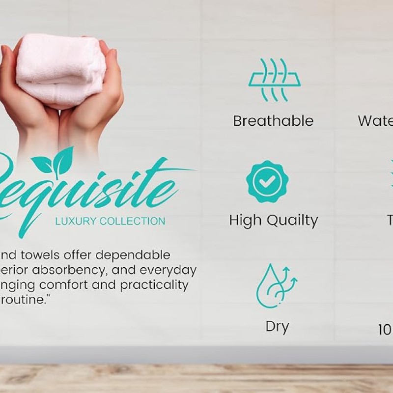 Requisite 100% Cotton Hand Towel Set – Ultra-Soft, Highly Absorbent, Quick-Dry Towels for Bathroom, Gym, Spa and Kitchen – (40x60 cm) Pack of 2