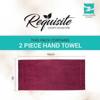 Cuddle Cotton Requisite Hand Towel Set of 2, 40 cm x 60 cm, 400 GSM, Merlot Red 100% Cotton Cuddle Cotton Requisite Hand Towel Set of 2, 40 cm x 60 cm, 400 GSM, Merlot Red 100% Cotton