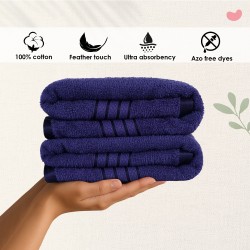 Cuddle Cotton Requisite Hand Towel Set of 2, 40 cm x 60 cm, 400 GSM, Sapphire Blue 100% Cotton