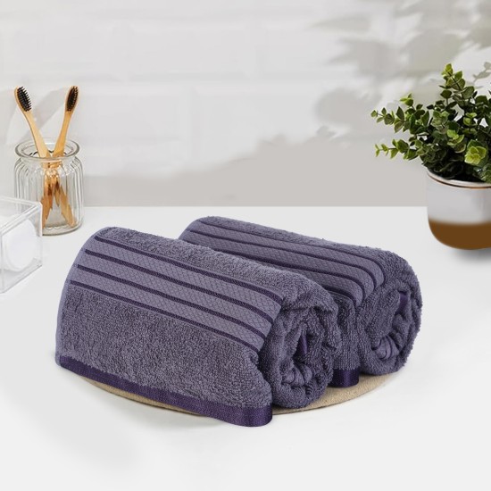 Cuddle Cotton Requisite Hand Towel Set of 2, 40 cm x 60 cm, 400 GSM, Sleek Grey 100% Cotton