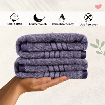 Cuddle Cotton Requisite Hand Towel Set of 2, 40 cm x 60 cm, 400 GSM, Sleek Grey 100% Cotton Cuddle Cotton Requisite Hand Towel Set of 2, 40 cm x 60 cm, 400 GSM, Sleek Grey 100% Cotton