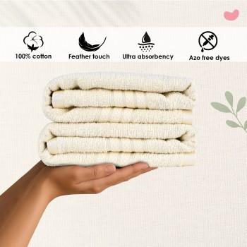 Cuddle Cotton Requisite Hand Towel Set of 2, 40 cm x 60 cm, 400 GSM, Sunshine Yellow 100% Cotton Cuddle Cotton Requisite Hand Towel Set of 2, 40 cm x 60 cm, 400 GSM, Sunshine Yellow 100% Cotton