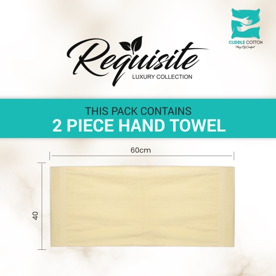 Cuddle Cotton Requisite Hand Towel Set of 2, 40 cm x 60 cm, 400 GSM, Sunshine Yellow 100% Cotton Cuddle Cotton Requisite Hand Towel Set of 2, 40 cm x 60 cm, 400 GSM, Sunshine Yellow 100% Cotton