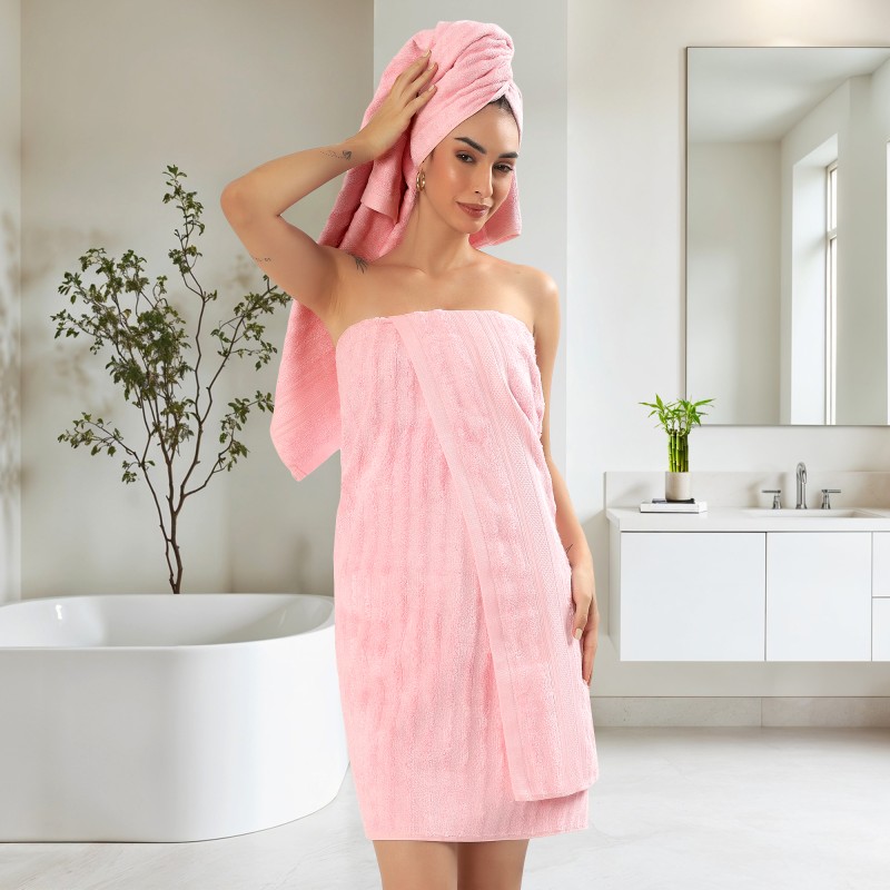 Cuddle Cotton Elite Bath Towel, 75 x 150 cm, 580 GSM, Wave Design, Blossom Pink