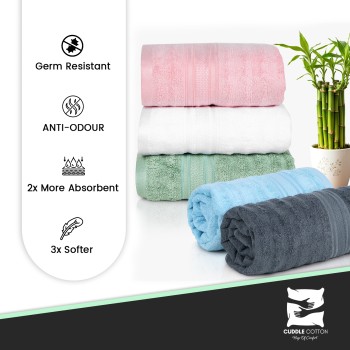 Elite Bamboo Bath Towel – Ultra-Soft, Highly Absorbent, Luxuriously Plush, Quick-Dry, Wave Design, 580 GSM, 75 x 150 cm – Perfect for Home & Spa Use Cosmic Blue