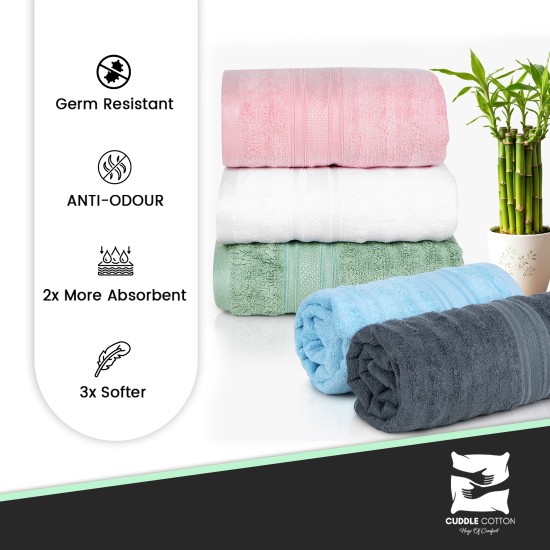 Cuddle Cotton Elite Bath Towel, 75 x 150 cm, Wave Design, Saga Green