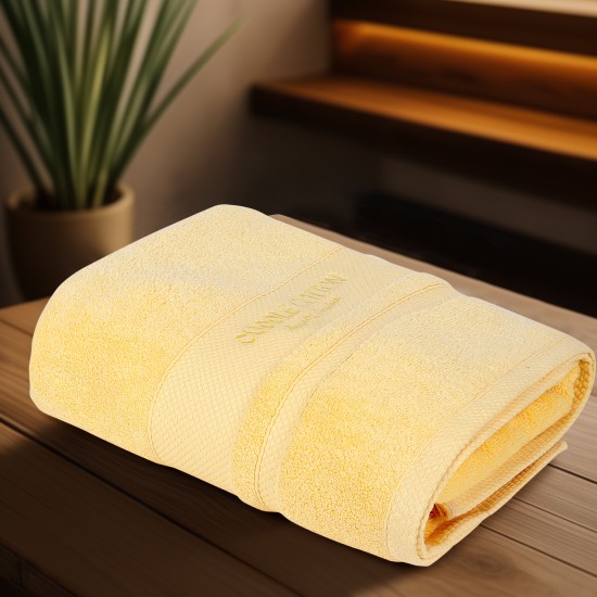 Cuddle Cotton Regalia Zero Twist Bath Towel, 600 GSM, 75 cm x 150 cm, Lemon Yellow Cuddle Cotton Regalia Zero Twist Bath Towel, 600 GSM, 75 cm x 150 cm, Lemon Yellow