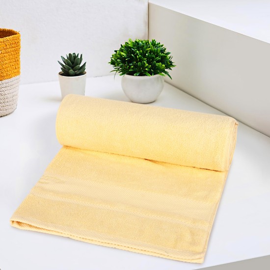 Cuddle Cotton Regalia Zero Twist Bath Towel, 600 GSM, 75 cm x 150 cm, Lemon Yellow Cuddle Cotton Regalia Zero Twist Bath Towel, 600 GSM, 75 cm x 150 cm, Lemon Yellow