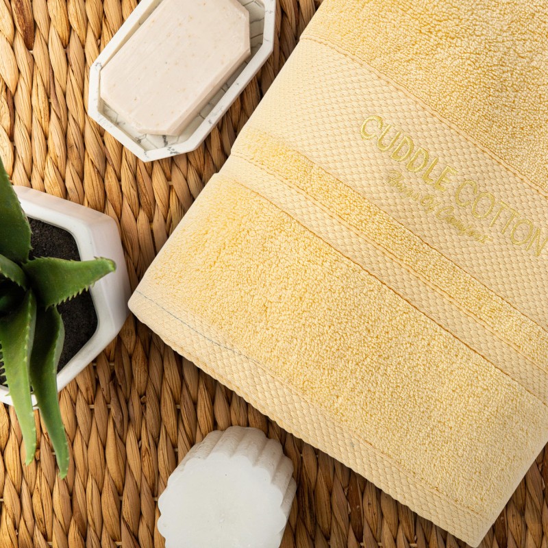 Cuddle Cotton Regalia Zero Twist Bath Towel, 600 GSM, 75 cm x 150 cm, Lemon Yellow Cuddle Cotton Regalia Zero Twist Bath Towel, 600 GSM, 75 cm x 150 cm, Lemon Yellow