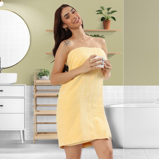 Cuddle Cotton Regalia Zero Twist Bath Towel, 600 GSM, 75 cm x 150 cm, Lemon Yellow