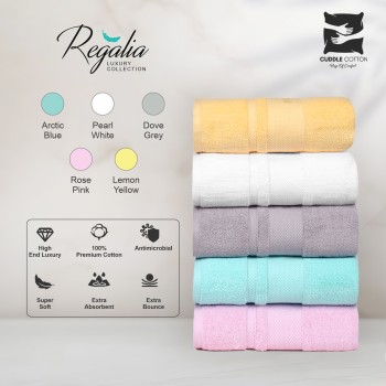 Regalia 100% Cotton Zero Twist Bath Towel, 600 GSM, Ultra Soft, Highly Absorbent, Quick Dry, Plush & Durable, 75 x 150 cm, Ideal for Home, Spa, Gym & Travel Pearl White