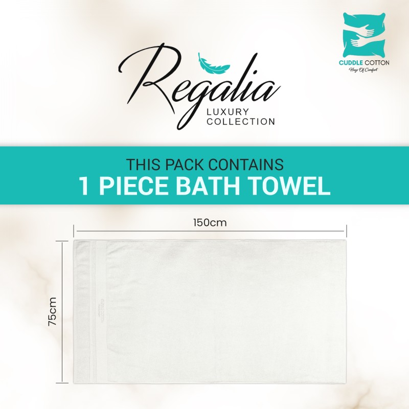 Cuddle Cotton Regalia Zero Twist Bath Towel, 600 GSM, 75 cm x 150 cm, Pearl White Cuddle Cotton Regalia Zero Twist Bath Towel, 600 GSM, 75 cm x 150 cm, Pearl White