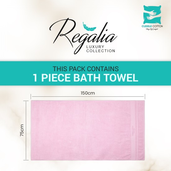Cuddle Cotton Regalia Zero Twist Bath Towel, 600 GSM, 75 cm x 150 cm, Rose Pink Cuddle Cotton Regalia Zero Twist Bath Towel, 600 GSM, 75 cm x 150 cm, Rose Pink