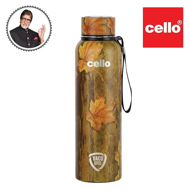 Cello Duro Tuff Steel Series- Duro Deezee Kent Double Walled Stainless Steel Water Bottle with Durable DTP Coating, 900ml, Copper Cello Duro Tuff Steel Series- Duro Deezee Kent Double Walled Stainless Steel Water Bottle with Durable DTP Coating, 900ml, Copper