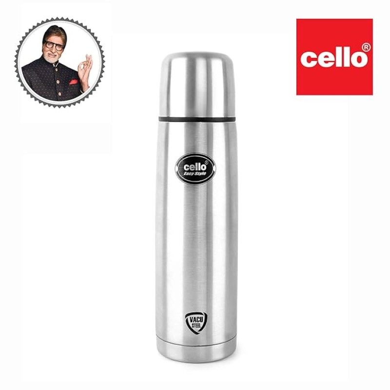 Cello Easy Style Stainless Steel Flask, 350ml, Silver Cello Easy Style Stainless Steel Flask, 350ml, Silver