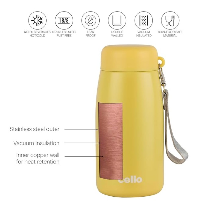 cello Mom Stainless Steel, Double Walled, Vacusteel Water Flask 350 ml cello Mom Stainless Steel, Double Walled, Vacusteel Water Flask 350 ml