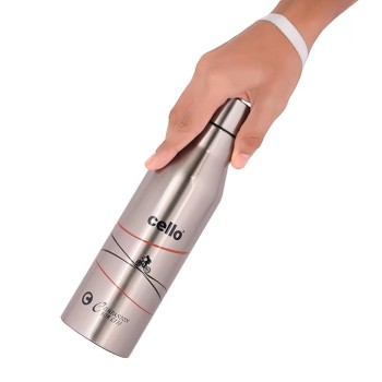 Cello Refresh Stainless Steel Bottle, 500ml, Set of 1, Silver Cello Refresh Stainless Steel Bottle, 500ml, Set of 1, Silver