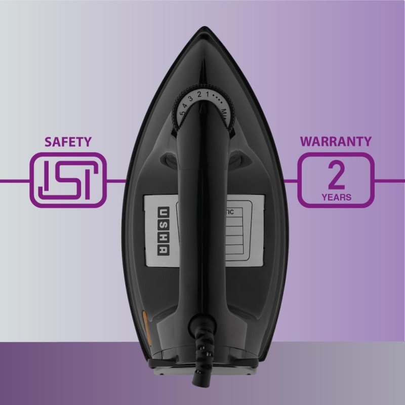 USHA EI 3710 Primora 2 KG Heavy Weight Dry Iron| 1100W| Non-stick Dual Coated Sole Plate For Easy Gliding & Long Life| 1.8 m Long Cord| Dual Layer Safety | 2 Years Warranty