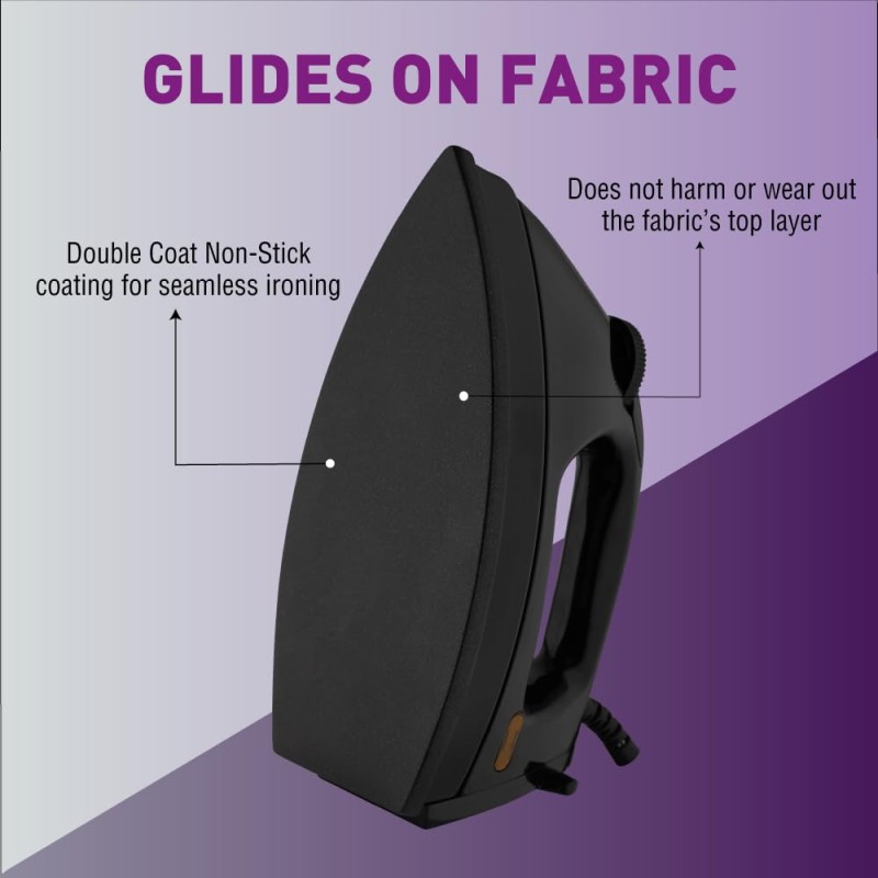 USHA EI 3710 Primora 2 KG Heavy Weight Dry Iron| 1100W| Non-stick Dual Coated Sole Plate For Easy Gliding & Long Life| 1.8 m Long Cord| Dual Layer Safety | 2 Years Warranty