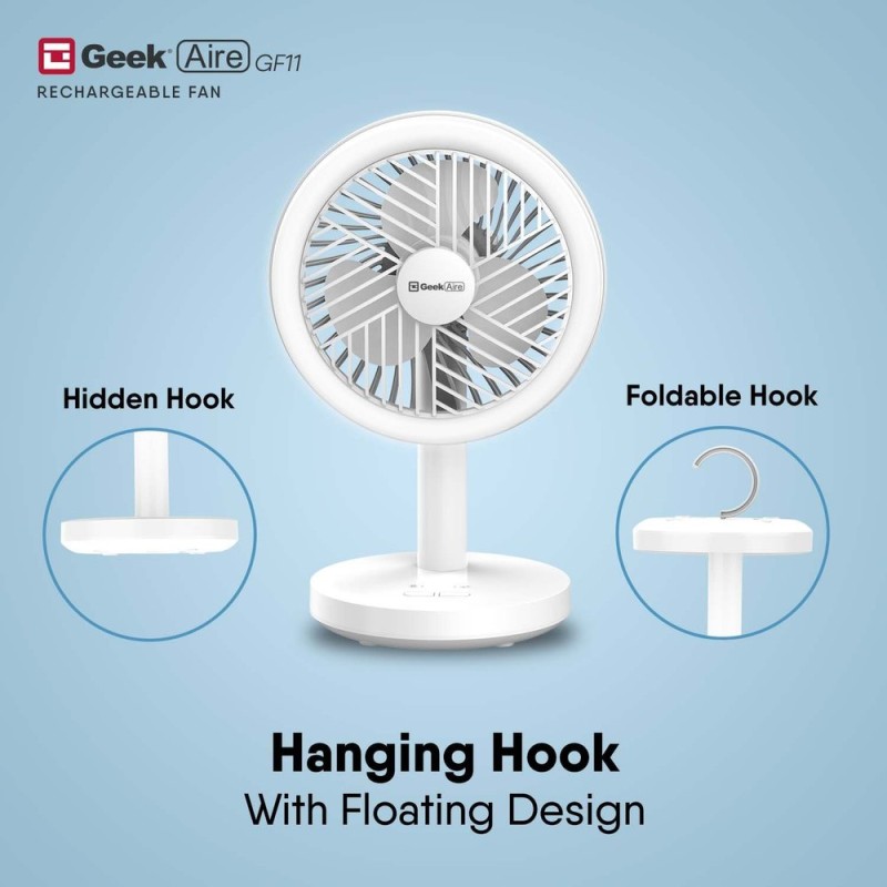 Geek Aire GF11 Portable Fan, 3 Adjustable Wind Speeds , White 2-IN-1 Geek Aire GF11 Portable Fan, 3 Adjustable Wind Speeds , White 2-IN-1