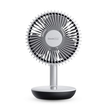 Geek Aire GF5 Portable fan | 1 Year Warranty | Table fan High Speed | 5200 mAh Battery | Rechargeable fan, Mini fan, Charging fan, Hand fan, High Speed, USB fan (White - 6 Inch)