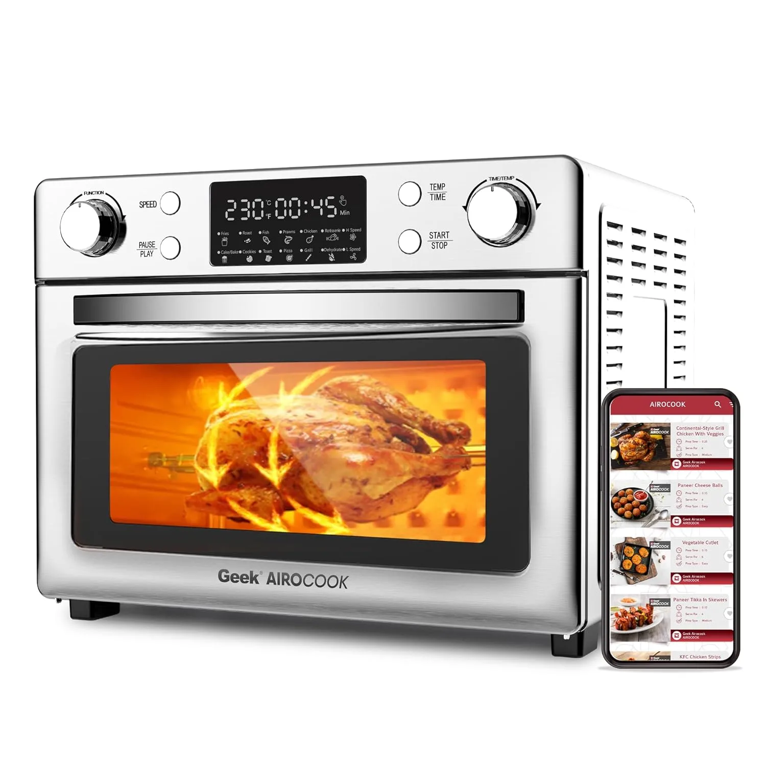 Geek Airocook Digix 30L Electric Air Fryer Oven|Digital Display|12