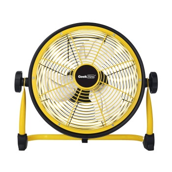 Geek Aire CF3SL Table Fan | 1 Year Warranty | 6000 mAh Rechargeable Fan, Portable Fan, Mini Fan, Small Fan, Charging Fan, BLDC Table Fan, 360� Rotation, Battery Operated, 11 Inches - Yellow & Black