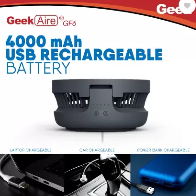 Geek Aire GF6 8-inch Foldable, 4000 mAh USB rechargeable, Night light 700 mm 3 Blade Table Fan