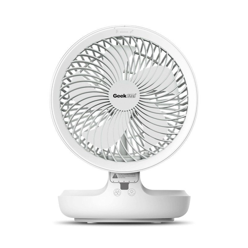 Geek Aire GF6 8 Inch Rechargeable Mini Table Fan with LED Light | Portable, Oscillating & Small Size | Capacitive Touch Control | 4000 mAh Battery | For Travel, Home & Office (White) Geek Aire GF6 8 Inch Rechargeable Mini Table Fan with LED Light | Portable, Oscillating & Small Size | Capacitive Touch Control | 4000 mAh Battery | For Travel, Home & Office (White)