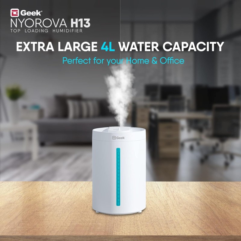 Geek Nyorova H13|2-In-1 Ultraviolet Top Fill Humidifier|Touch Control|3 Speed Settings|Moisture Control|10 Different Light Shades|4 liter Large Capacity For Home,Bedroom,Living Room&Office Geek Nyorova H13|2-In-1 Ultraviolet Top Fill Humidifier|Touch Control|3 Speed Settings|Moisture Control|10 Different Light Shades|4 liter Large Capacity For Home,Bedroom,Living Room&Office