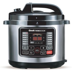 Geek Robocook Nuvo 11-in-1 Automatic Electric Pressure Cooker 8 Litre | 2 Year Warranty | 17 India Preset Menu, Instant Electric Cooker Pot, Multipurpose Electric Rice Cooker (Non-Stick, 8L)