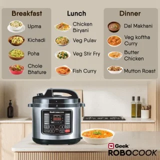 Non Stick Geek Robocook 5l Price Robo Cooker Silver Stainless