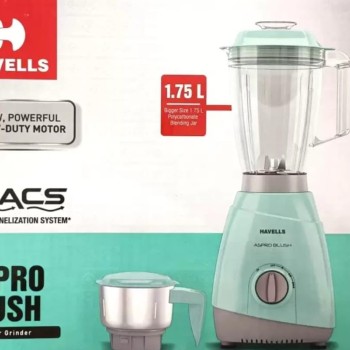 Havells Aspro Plus 400W 2 Jar Mixer Grinder, High Speed 21000 RPM Motor, 304 SS Blades, 5 Years Motor Warranty with Overload Protector, 1.5 Ltr Bigger Size Blending Jar