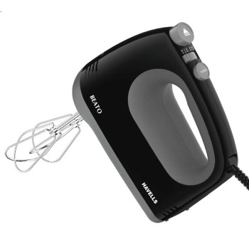 Havells Whisko 300 watt Hand Mixer with Single Eject Button, 5 Speed Turbo Function, Stainless Steel Hooks, 1.5m Long Cord, 1300 RPM & 2 Years Warranty